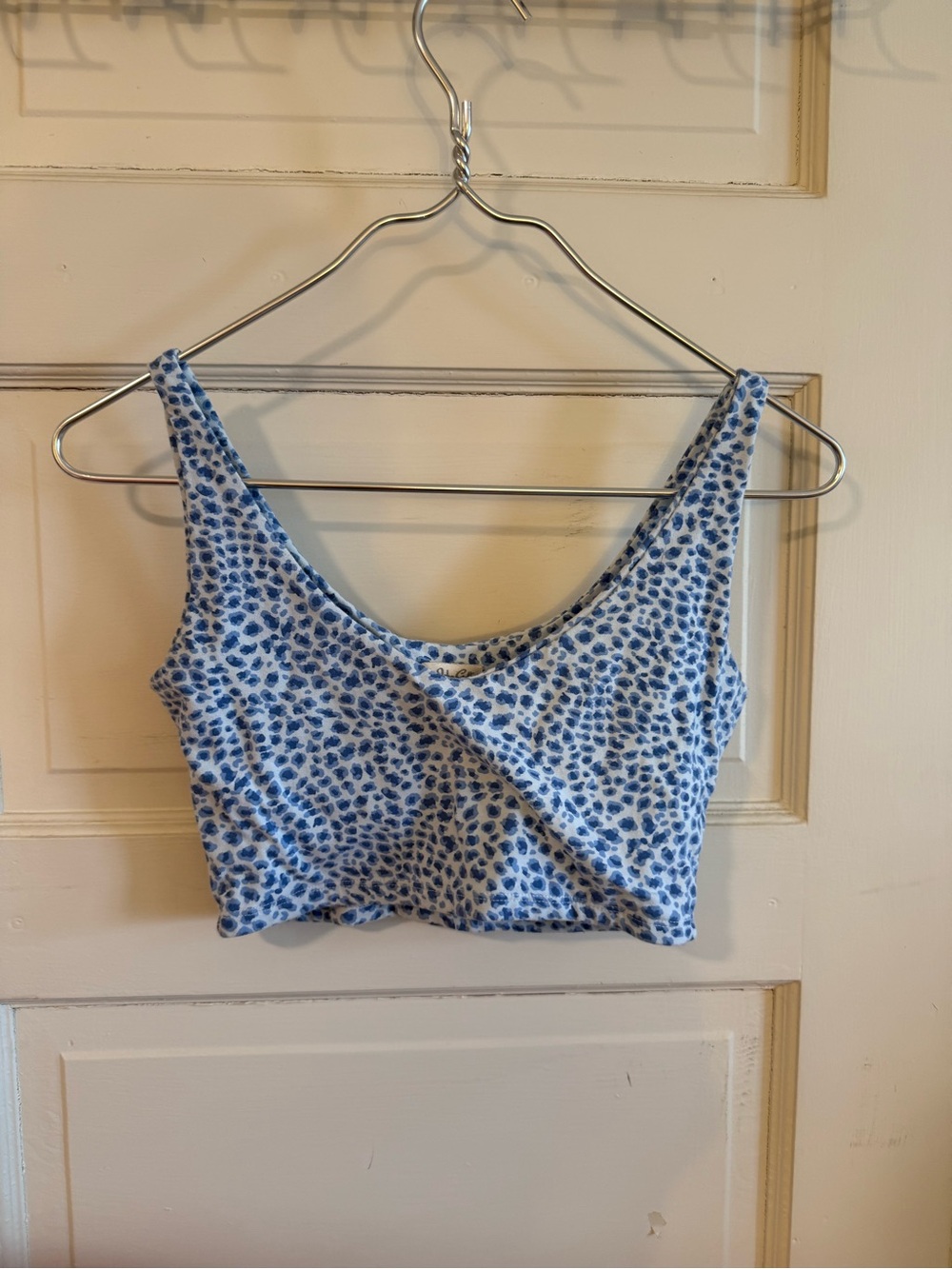 Brandy Melville Blue Floral Scoop Neck Crop Top